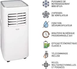 Mobiele Airco - Compacte Koeler - Ruimte Koelen - 3 Functies - 8000 BTU - Wit — thumbnail 4