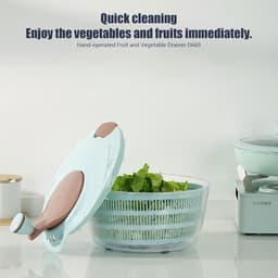 Salade Spinner - Groente Droger - Snel Groenten Wassen - Grote Capaciteit - 25cm - Blauw — thumbnail 5