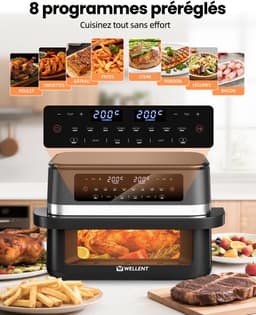 WELLENT Dubbele Airfryer - 2x6L - 12 liter - 2 manden - Airfryer XXL - Touchscreen - Kijkvenster - 8 programma's - 2950W — thumbnail 3