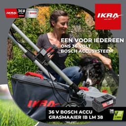 IKRA Bosch 36 V 3-in-1 accu-grasmaaier IB-LM 38 met mulchfunctie, voor gazons tot circa 400 m² – exclusief accu en oplader — thumbnail 3
