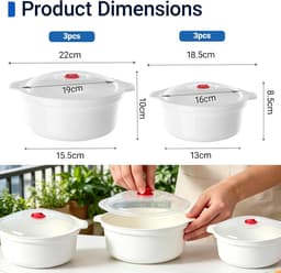 Magnetron servies set 6-delig - 900-1600 ml - met deksel - ideaal voor verwarmen en bewaren - ShopVlot — thumbnail 4