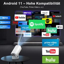 Mini-beamer, smart projector, Full HD 1080P, kleine beamer thuisbioscoop met WiFi 6 en Bluetooth 5.2, ondersteunt - ShopVlot — thumbnail 2