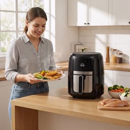 HOMCOM Airfryer - Staal - 34,2 x 25,6 x 31,8 cm - Zwart — thumbnail 3
