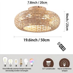 NIVA® Ventilator Plafond - Ventilator Staand Afstandsbediening - Ventilator - Naturaal - 50cm x 23cm x 50cm — thumbnail 2
