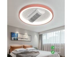 SUMOH® Plafondventilator beweegbaar met lamp licht en Sterren Stars LED 120 graden brede luchtinlaat – Intelligente App Modern en Veilig afstandsbediening – plafondlamp – Multifunctioneel – Dimbaar – woonkamer slaapkamer - ROZE — afbeelding 1