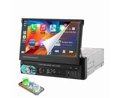 ESSGOO 1 Din Autoradio - 7" HD Touchscreen Handmatig Opvouwbaar Scherm - Apple CarPlay & Android Auto & MirrorLink- USB, AUX, TF, FM