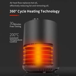 Heteluchtfriteuse - Airfryer Frituur - Gezond Koken - Snelle Opwarming - 1.5 Liter - Zwart — thumbnail 5