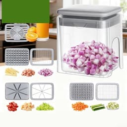 Groentehakselaar - Keuken Gadget - Voedselbereiding Vereenvoudigen - Roestvrijstalen Messen - 35x10x3cm - Grijs — thumbnail 4