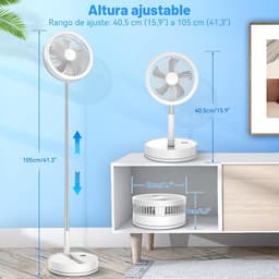 Draagbare Tafelventilator met Batterij – Oplaadbare Ventilator USB-C 8000 mAh – In Hoogte Verstelbaar – Met Afstandsbediening – Stil en Opvouwbaar voor Thuis, Kantoor en Reizen — thumbnail 2