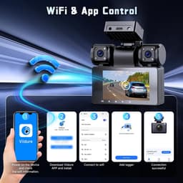 SnelShoppen - 4-kanaals auto dashcam 360° 2K + 1080p voor en achter, WiFi, app, 3-inch scherm, loopopname, nachtzicht, G-sensor, parkeermodus, inclusi — thumbnail 3