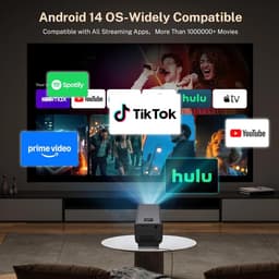 SnelShoppen - X7 Projector Native 1080P/2000 ANSI/AI Kalibratie - Android 14, Ondersteunt 8K, Dolby Audio, Geschikt voor Netflix/YouTube, Auto Focus/K — thumbnail 3