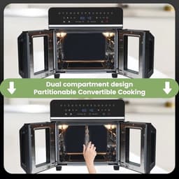 Heteluchtfriteuse – Airfryer - Airfryer Oven XXL - 23L - Dubbele Lades - 2200W - 240V - LED Touchscreen – 15 Programma’s - Kijkvenster - Zwart — thumbnail 5