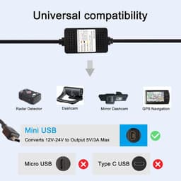 SnelShoppen - Dash Cam ACC Hardwire Kit - Mini USB Step-Down Kabel 12V-24V naar DC 5V 3A - Auto Dash Charger Power Cord 3.5m voor GPS en Tachograaf — thumbnail 3