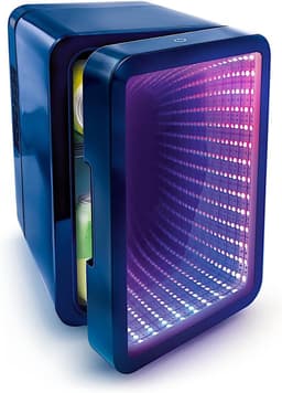 Mini Koelkast 4 Liter met Infinity LED Effect – Compacte USB Koelkast voor Gamers, Studenten en Kantoor – Spiegeldeur met Verlichting – Voor 6 Blikjes, Snacks en Cosmetica — thumbnail 1