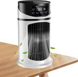 Draagbare Air Cooler - Persoonlijke Koeler - Persoonlijk Klimaat - Met Sfeerverlichting - 16.5 cm - Wit — thumbnail 1