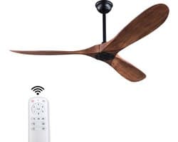 60 inch plafondventilator zonder licht voor binnen en buiten - Met afstandsbediening - Omkeerbare DC-motor - Timerfunctie - ABS-bladen - Voor slaapkamer, boerderij, terras en eetkamer