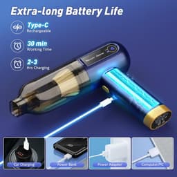 Draadloze Handstofzuiger - Mini Stofzuiger Auto - Snel Reinigen - 15000 Pa Zuigkracht - 80 W - Zwart — thumbnail 2