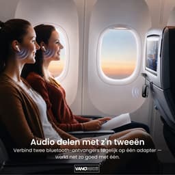 Bluetooth 5.4 Transmitter en Ontvanger - Bluetooth Adapter - Vliegtuig Adapter - Bluetooth Zender - 3,5mm AUX Splitter - Dual Connect voor 2 Apparaten Tegelijk - Geschikt voor Vliegtuig, TV, Auto, Laptop en Tablet — thumbnail 5