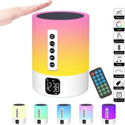 Bluetooth Speaker met Wekker en LED Nachtlampje - 6-in-1 White Noise Machine en Slaaphulp, Dimbare Nachtlamp met 48 Kleuren, Digitale Wekker met Snooze, MP3-Speler en Handsfree Bellen — thumbnail 2