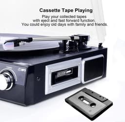 DIGITNOW - All-in-One Platenspeler met Bluetooth, Radio, Cassette, USB & SD – Vinyl naar MP3 – 33/45/78 RPM — thumbnail 4