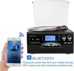 DIGITNOW Bluetooth Platenspeler met CD, Cassette, Radio & USB – Vinyl naar MP3 Converter - zonder speakers — thumbnail 4