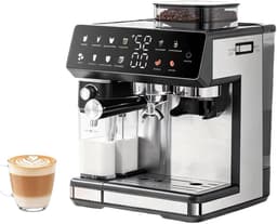 Chelsey- store - Koffiezetapparaat - Koffiemachines - Espressomachine Volautomaat Bonen- 20 maalstanden - 1350 W Volautomatisch- Dubbele boiler - Melkopschuimer - 2,7 liter Watertank - Touchscreen - Bonen -en Poederkoffie - Zwart — thumbnail 1
