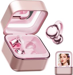 Clip-On Oordopjes Open Ear Koptelefoon Draadloos Bluetooth 6.0 met Make-up Spiegel LED Licht, 48U Speeltijd, IPX6 Waterbestendig, Comfortabel voor de Hele Dag, Ideaal voor Vrouwen, Sport, Workouts (Roségoud) — thumbnail 1