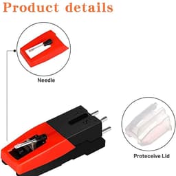 3 Stuks Platenspeler reservenaald - platenspeler accessoires - Naald - Platenspeler reservenaald - universele draaitafelpinnen - Geschikt voor vinylplatenspelers, fonografen – Rood - LOUZIR — thumbnail 2