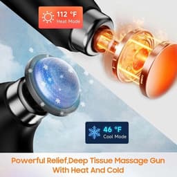 Massagepistool met 10 verwisselbare opzetstukken, massagepistool met verwarmingsfunctie, rugmassageapparaat geschikt voor diepe weefselpijn, massager voor spierherstel van schouders en rug (blauw) — thumbnail 3