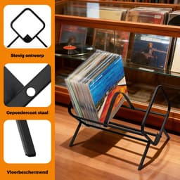 Pinguïn Records LP opbergsysteem – Vinyl Nest XL – LP platenrek geschikt voor circa 90 LP’s – LP houder – Vinyl houder – Gemaakt van gepoedercoat staal – Zwart — thumbnail 4