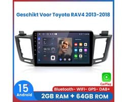 Awesafe Geschikt voor Toyota RAV4 (2013 t/m 2018) - 2+64GB 4 Core - 10.1 inch Android 15.0 CarPlay Autoradio - Draadloos CarPlay & Android Auto - Bluetooth & WiFi - GPS Navigatie - 2013 2014 2015 2016 2017 2018