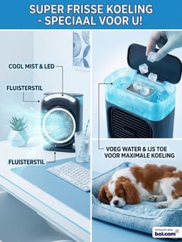 Mobiele airco - 5 sproeiers - 3 Windsnelheden - 7 Kleuren Led - Mini airco - Luchtkoeler - Aircooler - Mobiele airco - Airco - Luchtbevochtiger - Ventilator - Tafelventilator - Led - — thumbnail 2