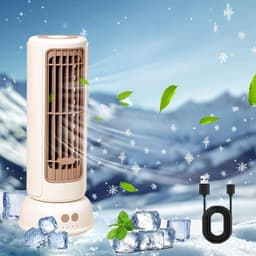 KZQ Bladloze Torenventilator - Usb Herlaadbaar - 3 Snelheden - 1200mAh Batterij - Stille Staande Ventilator - Geschikt Voor Slaapkamer Woonkamer Kantoor En Thuis - wit — thumbnail 1