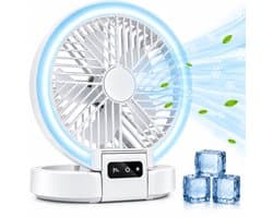 Lifetime Air Tafelventilator Oplaadbaar - Mini USB Ventilator 1200mAh - 5 Snelheden En LED Display - 21x20,5x23cm - Wit — afbeelding 1