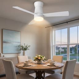 2-in-1 Plafondventilator, LED-Verlichting, 3 Instelbare Kleuren, 6 Snelheden, 3 Bladen, Sfstandsbediening, Timerfunctie, Geschikt voor Zowel Winter als Zomer, Ideaal Woonkamer (Wit, 107 cm) — thumbnail 4
