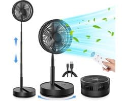 Ventilator op voet - Zomerse verkoeling - Staande ventilator - Verkoeling voor de woonkamer - De hitte te slim af - Verstelbare ventilator - Ventilator met afstandsbediening - Stille ventilator - Zwenkkop - Frisse binnenlucht - Ventilatie - Zwart — afbeelding 1
