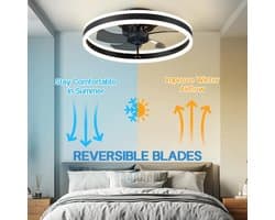 NordHaus Plafondventilator met Verlichting - LED Plafondventilator - Ventilatorlamp - Fluisterstil met DC-motor - Zwart 50 cm — afbeelding 1