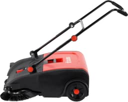 Handveegmachine – Mechanische Veegmachine met 2 Zijborstels – Werkbreedte 750 mm – 50L Opvangbak – Capaciteit 2350 m²/u – Voor Oprit, Magazijn en Terras — thumbnail 4