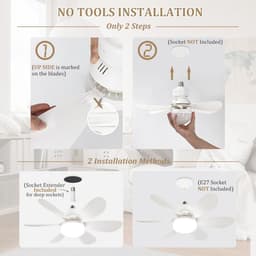 Ventilatorlamp Met Afstandsbediening - 20 Inch - E26 Fitting - 40W - 3000K-6000K Dimbaar - Geschikt voor Slaapkamer, Keuken en Woonkamer — thumbnail 4