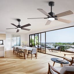 HAUSS SPOLE Ventilator – 107 Cm Met Verlichting En Afstandsbediening – Metaal En Hout – Zwart En Donker Walnoot – 6 Snelheden Voor Woonkamer — thumbnail 1