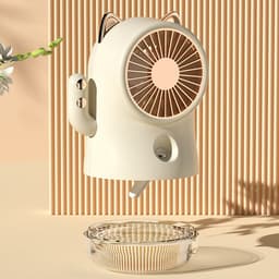 Bureauventilator met verneveling (Gelukskat-vorm) - Multifunctioneel met nanospray en 3 snelheden - Compacte koelventilator voor thuis, kantoor en onderweg — thumbnail 5