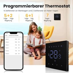 Slimme Thermostaat - Verwarmingsthermostaat Kamerthermostaat - Waterverwarming Regelen - App & Spraakbesturing - 100-240V 3A - Wit — thumbnail 3