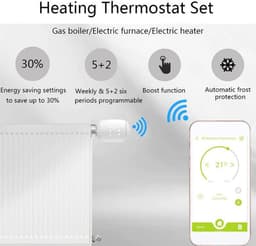 Radiator Thermostaat - Slimme Controller - Energie Besparen - App Bediening WiFi - 55x54x98 mm - Wit — thumbnail 4