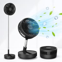 3-1 Ventilator Staand - Tafelventilator - Vloerventilator USB-C - 4 Standen - Draadloos en Geluidloos Fluisterstil - Fans - Staande Mini Ventilator - Kleine Statiefventilator - Aircooler - Mobiele Airco - 19,5 x 19,5 x 2,5 cm - zwart — thumbnail 1