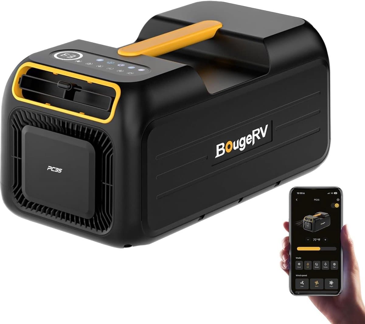 Mobiele airco 3500 BTU met app bediening, draagbare airconditioner, 5-in-1 koeling voor camping, camper en caravan — afbeelding 1