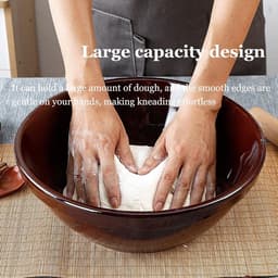 Kneedkom Keramiek - Beslagkom Mengkom - Deeg Bereiden - Non-stick Coating - 5500ML - Bruin — thumbnail 4