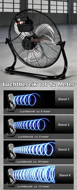 Casalora Krachtige Ventilator - Ventilator Staand - Industriële Vloerventilator 35CM – Zwarte Tafelventilator met 4 Snelheden, 130° Draaibare Luchtstroom, Aluminium Bladen voor Woonkamer, Garage en Werkplaats — thumbnail 2