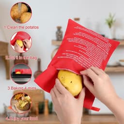 Aardappeltas 4 stuks - Herbruikbaar - Kooktas voor magnetron - Gelijkmatige verhitting - SnelShoppen — thumbnail 3