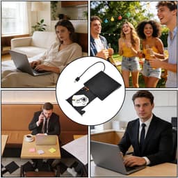 Externe CD/DVD Brander - Draagbare Drive - Back-ups Maken - USB 3.0 en Type C - 14.7 cm - Zwart — thumbnail 4