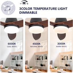 MIVRAY Plafondventilator Met Verlichting – 36 Inch, 3 Bladen, Dimbaar, 6 Snelheden, Timer – Massief Hout – Zwart – Woonkamer — thumbnail 1